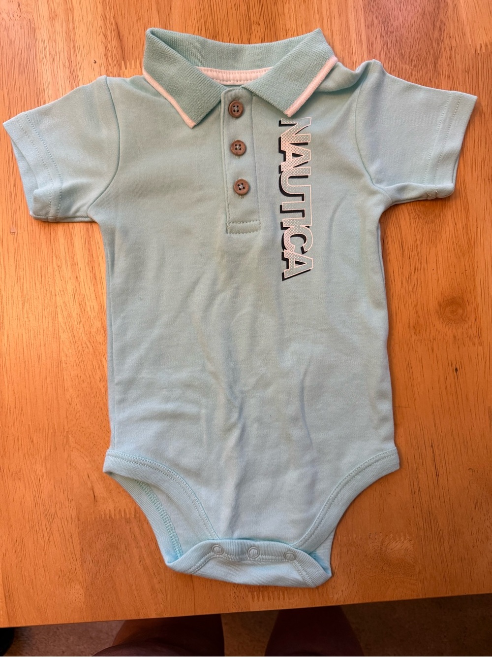 Nautica Baby Polo One-Piece Bodysuit in Turquoise size 6-9 mo New no tags